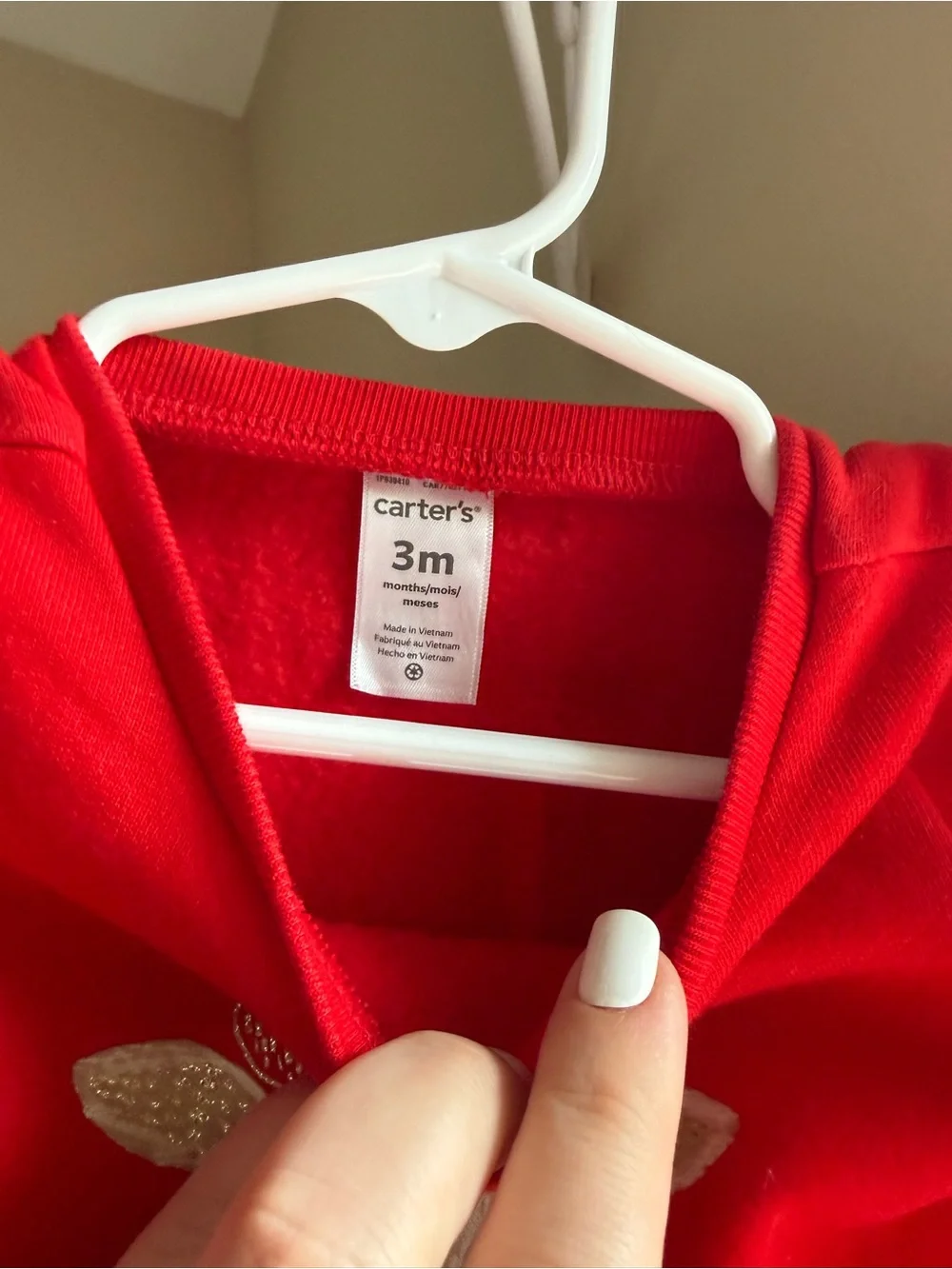 3 for $25 Carter's Red Kids' Reindeer Sweatshirt with Gold Antlers